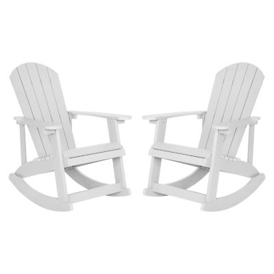 Image showing 1 th Flash Furniture Indoor/Outdoor Adirondack Poly Resin Rocking Chairs, 2-Pack