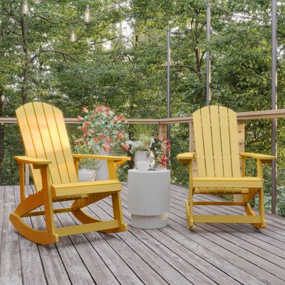 Flash Furniture Indoor/Outdoor Adirondack Poly Resin Rocking Chairs, 2-Pack