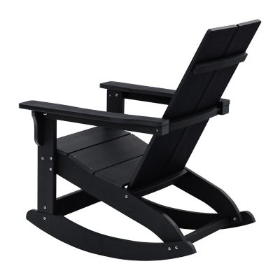 Flash Furniture Modern 2-Slat Adirondack Poly Resin Rocking Chair for ...
