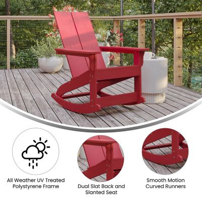 Image showing  Modern 2-Slat Adirondack Poly Resin Rocking Chair for Indoor/Outdoor Use