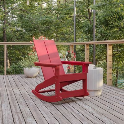 Image showing  Modern 2-Slat Adirondack Poly Resin Rocking Chair for Indoor/Outdoor Use