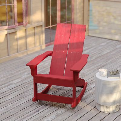 Image showing  Modern 2-Slat Adirondack Poly Resin Rocking Chair for Indoor/Outdoor Use