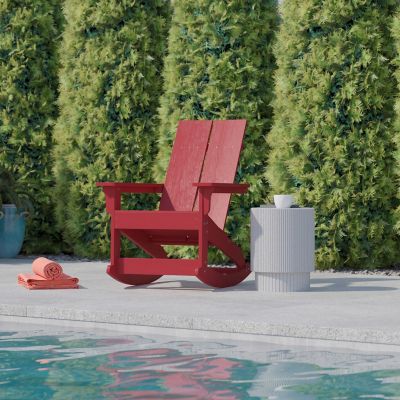 Image showing  Modern 2-Slat Adirondack Poly Resin Rocking Chair for Indoor/Outdoor Use