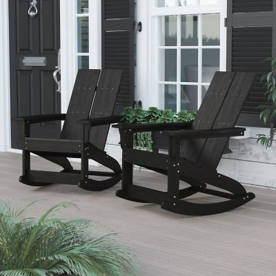 Image showing 2 th Flash Furniture Indoor/Outdoor modern 2-Slat Adirondack Poly Resin Rockers - Set of 2