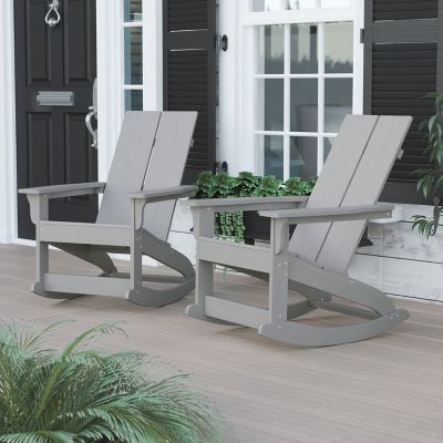 Image showing  Indoor/Outdoor modern 2-Slat Adirondack Poly Resin Rockers - Set of 2