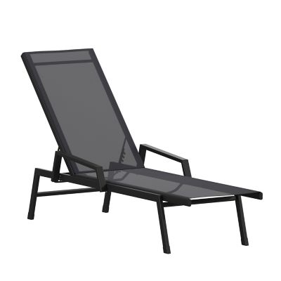 Image showing  Brazos Adjustable Chaise Lounge Chair with Arms, All-Weather Outdoor 5-Position Recliner