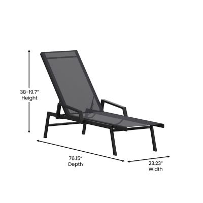 Image showing  Brazos Adjustable Chaise Lounge Chair with Arms, All-Weather Outdoor 5-Position Recliner