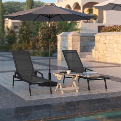 Image showing  Brazos Adjustable Chaise Lounge Chair with Arms, All-Weather Outdoor 5-Position Recliner