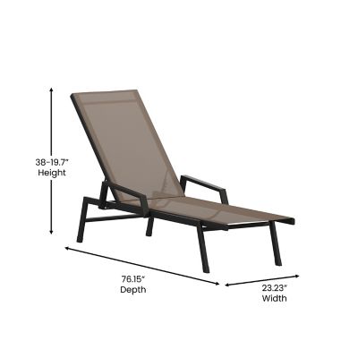 Image showing 2 th Flash Furniture Brazos Adjustable Chaise Lounge Chair with Arms, All-Weather Outdoor 5-Position Recliner