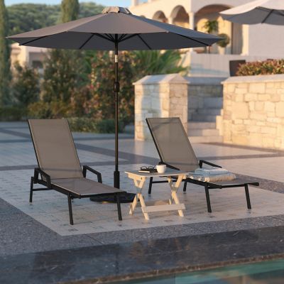 Image showing 5 th Flash Furniture Brazos Adjustable Chaise Lounge Chair with Arms, All-Weather Outdoor 5-Position Recliner