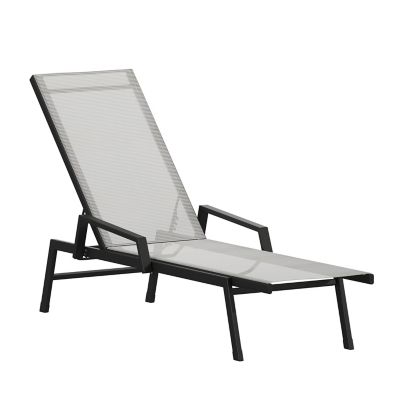 Image showing  Brazos Adjustable Chaise Lounge Chair with Arms, All-Weather Outdoor 5-Position Recliner