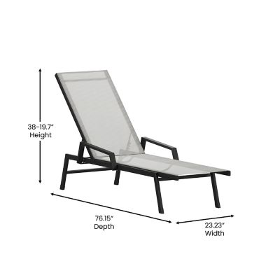 Image showing  Brazos Adjustable Chaise Lounge Chair with Arms, All-Weather Outdoor 5-Position Recliner