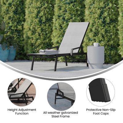 Image showing  Brazos Adjustable Chaise Lounge Chair with Arms, All-Weather Outdoor 5-Position Recliner
