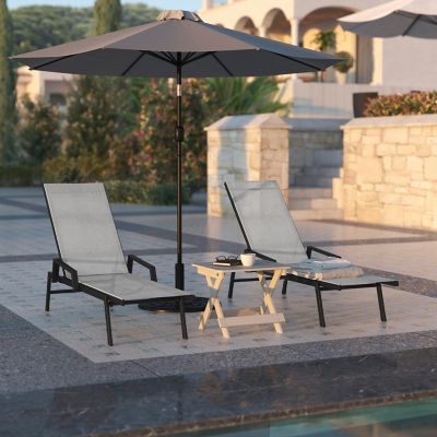 Image showing 5 th Flash Furniture Brazos Adjustable Chaise Lounge Chair with Arms, All-Weather Outdoor 5-Position Recliner