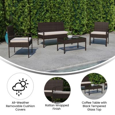 Image showing  Aransas Series 4 pc. Patio Set with Steel Frame and Cushions