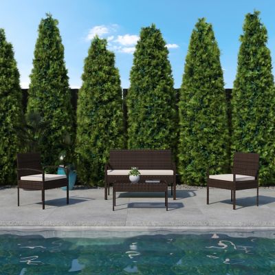 Image showing 5 th Flash Furniture Aransas Series 4 pc. Patio Set with Steel Frame and Cushions