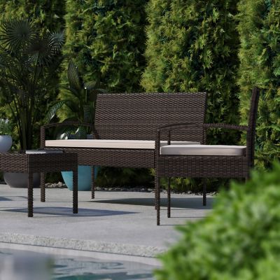 Image showing 6 th Flash Furniture Aransas Series 4 pc. Patio Set with Steel Frame and Cushions