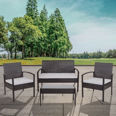 Flash Furniture Aransas Series 4 pc. Patio Set with Steel Frame and Cushions
