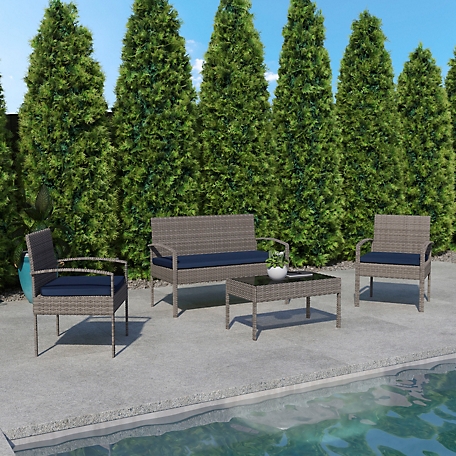 Flash Furniture Aransas Series 4 pc. Patio Set with Steel Frame and Cushions