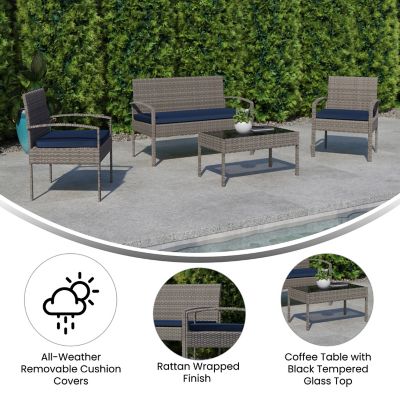 Image showing  Aransas Series 4 pc. Patio Set with Steel Frame and Cushions