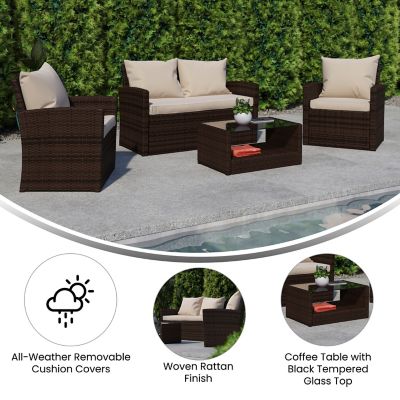 Image showing  Aransas Series 4 pc. Patio Set with Back Pillows and Seat Cushions
