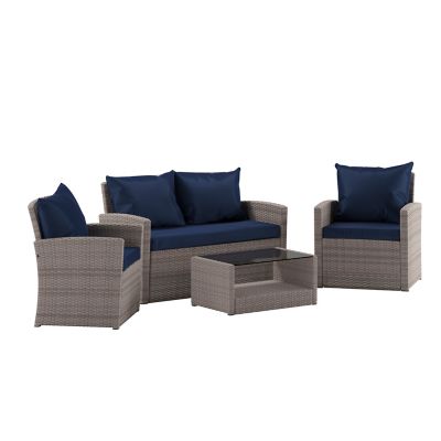 Image showing  Aransas Series 4 pc. Patio Set with Back Pillows and Seat Cushions