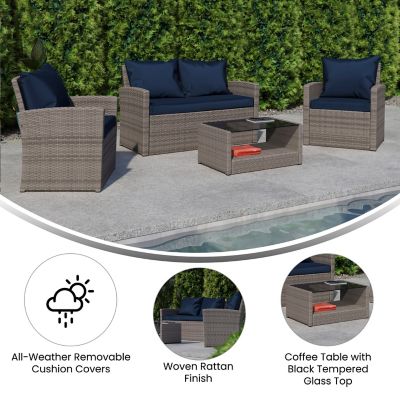Image showing  Aransas Series 4 pc. Patio Set with Back Pillows and Seat Cushions
