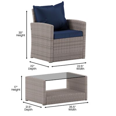 Image showing  Aransas Series 4 pc. Patio Set with Back Pillows and Seat Cushions