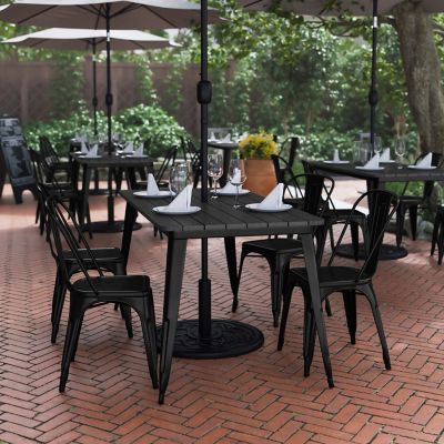 Flash Furniture 30x60 Commercial Poly Resin Restaurant Table with Umbrella Hole