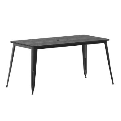 Image showing  30x60 Commercial Poly Resin Restaurant Table with Umbrella Hole