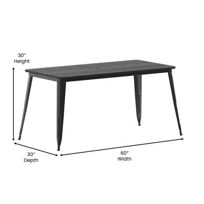 Image showing  30x60 Commercial Poly Resin Restaurant Table with Umbrella Hole