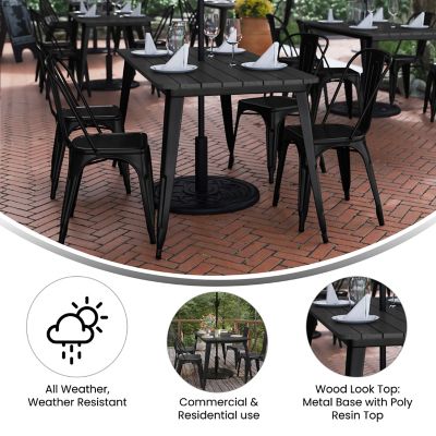 Image showing  30x60 Commercial Poly Resin Restaurant Table with Umbrella Hole