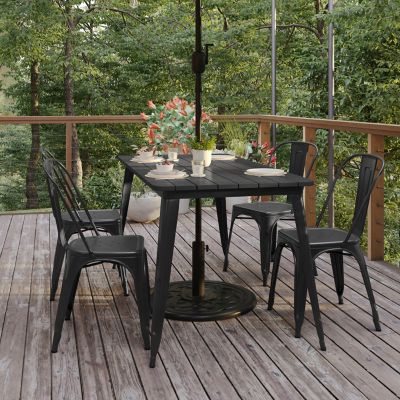 Image showing  30x60 Commercial Poly Resin Restaurant Table with Umbrella Hole