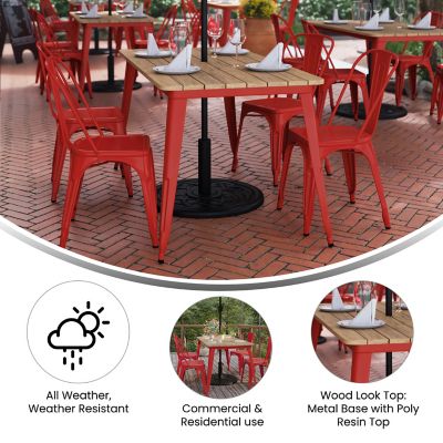 Image showing  30x60 Commercial Poly Resin Restaurant Table with Umbrella Hole