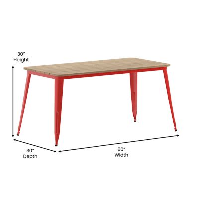 Image showing  30x60 Commercial Poly Resin Restaurant Table with Umbrella Hole