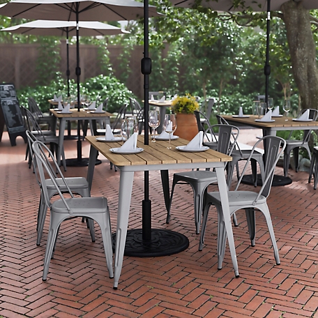 Flash Furniture 30x60 Commercial Poly Resin Restaurant Table with Umbrella Hole