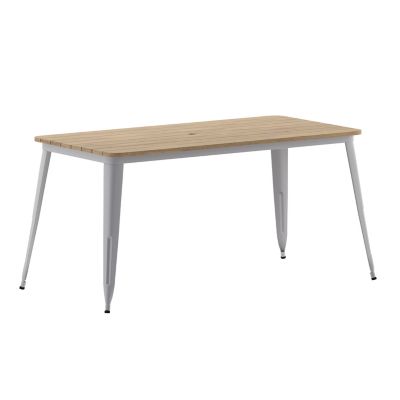 Image showing 1 th Flash Furniture 30x60 Commercial Poly Resin Restaurant Table with Umbrella Hole