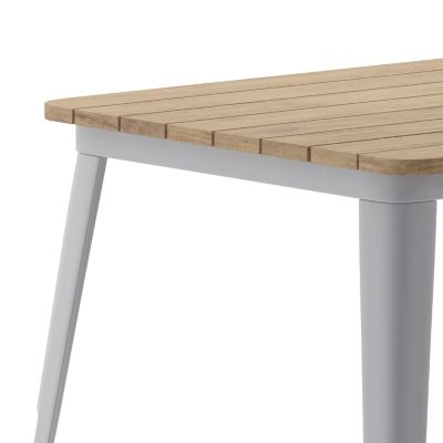Image showing 6 th Flash Furniture 30x60 Commercial Poly Resin Restaurant Table with Umbrella Hole