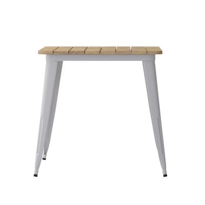 Image showing 7 th Flash Furniture 30x60 Commercial Poly Resin Restaurant Table with Umbrella Hole