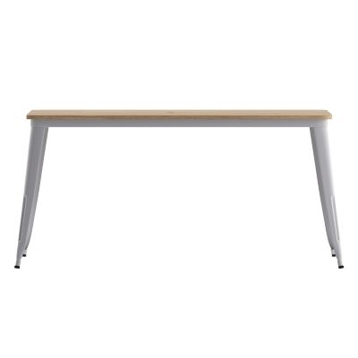 Image showing 8 th Flash Furniture 30x60 Commercial Poly Resin Restaurant Table with Umbrella Hole