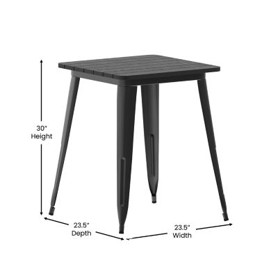 Image showing  Declan Commercial Grade Indoor/Outdoor Dining Table, 23.75 in. Square All Weather Poly Resin Top with Steel Base