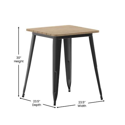 Image showing 3 th Flash Furniture Declan Commercial Grade Indoor/Outdoor Dining Table, 23.75 in. Square All Weather Poly Resin Top with Steel Base