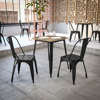 Image showing 5 th Flash Furniture Declan Commercial Grade Indoor/Outdoor Dining Table, 23.75 in. Square All Weather Poly Resin Top with Steel Base