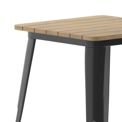 Image showing 6 th Flash Furniture Declan Commercial Grade Indoor/Outdoor Dining Table, 23.75 in. Square All Weather Poly Resin Top with Steel Base
