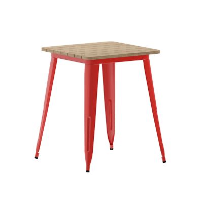 Image showing  Declan Commercial Grade Indoor/Outdoor Dining Table, 23.75 in. Square All Weather Poly Resin Top with Steel Base