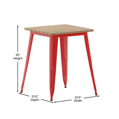 Image showing  Declan Commercial Grade Indoor/Outdoor Dining Table, 23.75 in. Square All Weather Poly Resin Top with Steel Base