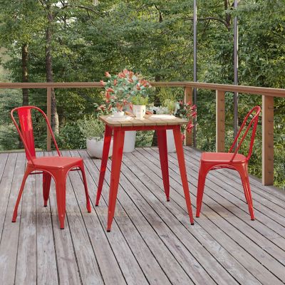 Image showing  Declan Commercial Grade Indoor/Outdoor Dining Table, 23.75 in. Square All Weather Poly Resin Top with Steel Base