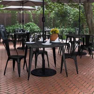 Flash Furniture 36 in. SQ Commercial Poly Resin Restaurant Table with Umbrella Hole