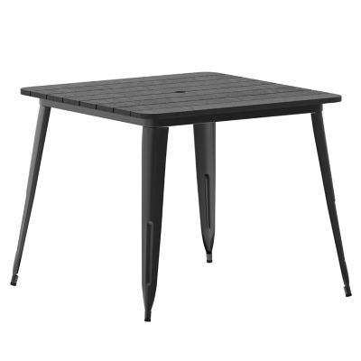 Image showing  36 in. SQ Commercial Poly Resin Restaurant Table with Umbrella Hole