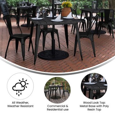 Image showing  36 in. SQ Commercial Poly Resin Restaurant Table with Umbrella Hole